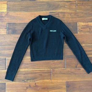 Miu Miu black cropped Vneck sweater, size M
